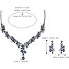 imageBriLove Wedding Jewelry Set for Women Bride YNecklace Dangle Earrings Crystal Teardrop Leaf Flower Cluster Bridal Bridesmaid08Sapphire Color