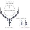 imageBriLove Wedding Jewelry Set for Women Bride YNecklace Dangle Earrings Crystal Teardrop Leaf Flower Cluster Bridal BridesmaidSapphire Color SilverTone