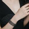 imageBriLove Womens Wedding Bridal Crystal Cluster Tennis Stretch BraceletClear Grey BlackTone