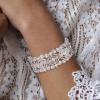 imageBriLove Womens Wedding Bridal Crystal Cluster Tennis Stretch BraceletClear SilverTone