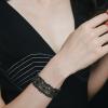 imageBriLove Womens Wedding Bridal Crystal Cluster Tennis Stretch BraceletGreen BlackTone