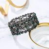 imageBriLove Womens Wedding Bridal Crystal Cluster Tennis Stretch BraceletGreen BlackTone