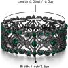 imageBriLove Womens Wedding Bridal Crystal Cluster Tennis Stretch BraceletGreen BlackTone