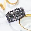 imageBriLove Womens Wedding Bridal Crystal Cluster Tennis Stretch BraceletNavy Blue BlackTone