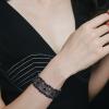 imageBriLove Womens Wedding Bridal Crystal Cluster Tennis Stretch BraceletNavy Blue BlackTone