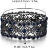 imageBriLove Womens Wedding Bridal Crystal Cluster Tennis Stretch BraceletNavy Blue BlackTone
