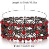 imageBriLove Womens Wedding Bridal Crystal Cluster Tennis Stretch BraceletRuby Color BlackTone