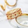 imageBriLove Womens Wedding Bridal Crystal Cluster Tennis Stretch BraceletRuby Color GoldTone