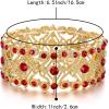 imageBriLove Womens Wedding Bridal Crystal Cluster Tennis Stretch BraceletRuby Color GoldTone