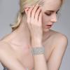 imageBriLove Womens Wedding Bridal Crystal Cluster Tennis Stretch BraceletSilverTone