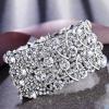 imageBriLove Womens Wedding Bridal Crystal Cluster Tennis Stretch BraceletSilverTone