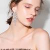 imageBriLove Womens Wedding Bridal Dangle Earrings for Party Prom Crystal MultiLayer Teardrop Cluster Bling Earring01Clear SilverTone