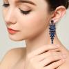imageBriLove Womens Wedding Bridal Dangle Earrings for Party Prom Crystal MultiLayer Teardrop Cluster Bling Earring03Sapphire Color SilverTone