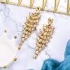 imageBriLove Womens Wedding Bridal Dangle Earrings for Party Prom Crystal MultiLayer Teardrop Cluster Bling Earring04Champagne GoldToned