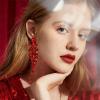 imageBriLove Womens Wedding Bridal Dangle Earrings for Party Prom Crystal MultiLayer Teardrop Cluster Bling Earring05Ruby Color GoldToned