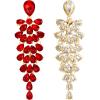 imageBriLove Womens Wedding Bridal Dangle Earrings for Party Prom Crystal MultiLayer Teardrop Cluster Bling Earring05Ruby Color GoldToned