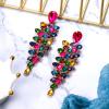 imageBriLove Womens Wedding Bridal Dangle Earrings for Party Prom Crystal MultiLayer Teardrop Cluster Bling Earring06Multicolor GoldToned