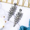 imageBriLove Womens Wedding Bridal Dangle Earrings for Party Prom Crystal MultiLayer Teardrop Cluster Bling Earring07Black SilverTone