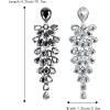 imageBriLove Womens Wedding Bridal Dangle Earrings for Party Prom Crystal MultiLayer Teardrop Cluster Bling Earring07Black SilverTone