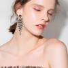 imageBriLove Womens Wedding Bridal Dangle Earrings for Party Prom Crystal MultiLayer Teardrop Cluster Bling Earring07Black SilverTone