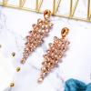 imageBriLove Womens Wedding Bridal Dangle Earrings for Party Prom Crystal MultiLayer Teardrop Cluster Bling Earring08Peach RoseGoldToned