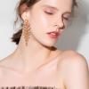 imageBriLove Womens Wedding Bridal Dangle Earrings for Party Prom Crystal MultiLayer Teardrop Cluster Bling Earring08Peach RoseGoldToned