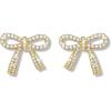 imageBriLove Bow Knot Stud Earrings for WomenElegant Shiny Cubic Zirconia Bowknot Wedding Party Daily Accessory Gifts Women Trendy JewelryClear GoldTone