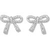 imageBriLove Bow Knot Stud Earrings for WomenElegant Shiny Cubic Zirconia Bowknot Wedding Party Daily Accessory Gifts Women Trendy JewelryClear SilverTone