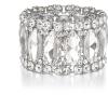 imageBriLove Wedding Bridal Elegant Crystal Double Row Rhinestones Marquise Cluster Stretch Bangle Bracelet for Bride01Clear SilverTone