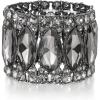 imageBriLove Wedding Bridal Elegant Crystal Double Row Rhinestones Marquise Cluster Stretch Bangle Bracelet for Bride09Grey BlackTone