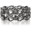 imageBriLove Wedding Bridal Elegant Crystal Double Row Teardrop Cluster Stretch Bangle Bracelet for Bride5LayerGrey