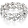 imageBriLove Wedding Bridal Elegant Crystal Double Row Teardrop Cluster Stretch Bangle Bracelet for BrideClear SilverTone