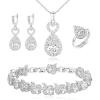 imageBriLove Wedding Jewelry Set for Women Bride Bridesmaid Gorgeous Cubic Zirconia Teardrop Necklace Earrings Bracelet Adjustable Ring Jewelry Gift for BirthdayAnniversaryMothers DayHeartClear