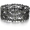 imageBriLove Womens Wedding Bridal Crystal Cluster Tennis Stretch BraceletClear Grey BlackTone