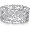 imageBriLove Womens Wedding Bridal Crystal Cluster Tennis Stretch BraceletClear SilverTone