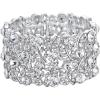 imageBriLove Womens Wedding Bridal Crystal Cluster Tennis Stretch BraceletSilverTone