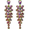 imageBriLove Womens Wedding Bridal Dangle Earrings for Party Prom Crystal MultiLayer Teardrop Cluster Bling Earring09Vitrail Medium GoldTone