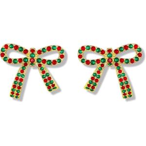 imageBriLove Bow Knot Stud Earrings for WomenElegant Shiny Cubic Zirconia Bowknot Wedding Party Daily Accessory Gifts Women Trendy JewelryMulticolor GoldTone