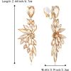 imageBriLove Clipon Earrings for WomenGorgeous Shiny Rhinestones Marquise Cluster Leaf Drop Earring for Wedding Party Prom Jewelry AccessoriesChampagne GoldTone