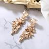 imageBriLove Clipon Earrings for WomenGorgeous Shiny Rhinestones Marquise Cluster Leaf Drop Earring for Wedding Party Prom Jewelry AccessoriesChampagne GoldTone