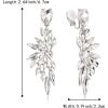 imageBriLove Clipon Earrings for WomenGorgeous Shiny Rhinestones Marquise Cluster Leaf Drop Earring for Wedding Party Prom Jewelry AccessoriesClear SilverTone