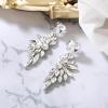 imageBriLove Clipon Earrings for WomenGorgeous Shiny Rhinestones Marquise Cluster Leaf Drop Earring for Wedding Party Prom Jewelry AccessoriesClear SilverTone