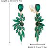 imageBriLove Clipon Earrings for WomenGorgeous Shiny Rhinestones Marquise Cluster Leaf Drop Earring for Wedding Party Prom Jewelry AccessoriesEmerald Color GoldTone