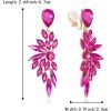 imageBriLove Clipon Earrings for WomenGorgeous Shiny Rhinestones Marquise Cluster Leaf Drop Earring for Wedding Party Prom Jewelry AccessoriesHot Pink GoldTone