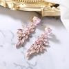 imageBriLove Clipon Earrings for WomenGorgeous Shiny Rhinestones Marquise Cluster Leaf Drop Earring for Wedding Party Prom Jewelry AccessoriesPink GoldTone