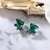 imageBriLove Gorgeous Stunning Rhinestone Marquise Clipon Earrings for Women Wedding Bridal Party Prom AccessoriesEmerald Color BlackTone