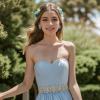 imageBriLove Gorgeous Stunning Rhinestone Marquise Clipon Earrings for Women Wedding Bridal Party Prom AccessoriesLight Blue BlackTone