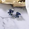 imageBriLove Gorgeous Stunning Rhinestone Marquise Clipon Earrings for Women Wedding Bridal Party Prom AccessoriesSapphire Color BlackTone
