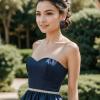 imageBriLove Gorgeous Stunning Rhinestone Marquise Clipon Earrings for Women Wedding Bridal Party Prom AccessoriesSapphire Color BlackTone