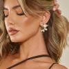 imageBriLove Gorgeous Stunning Rhinestone Marquise Stud Earrings for Women Wedding Bridal Party Prom AccessoriesChampagne BlackTone